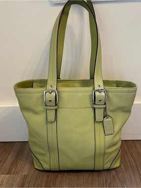 Vintage Coach Hampton Tote Y2K Green Leather Shoulder Bag handbag purse
